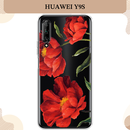 Силиконовый чехол Красные маки на Huawei Y9s / Хуавей Y9s, прозрачный силиконовый чехол на huawei y9s хуавей y9s маки и васильки фон прозрачный