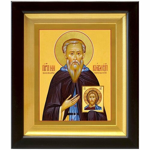 Преподобный Никита Исповедник, Константинопольский, икона в деревянном киоте 14,5*16,5 см