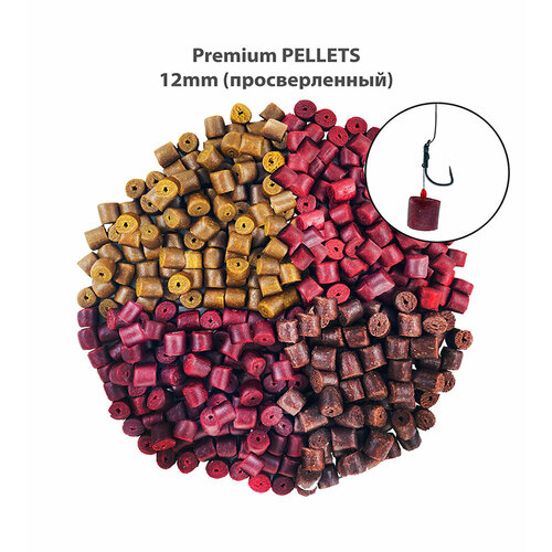 premium pellets red halibut красный палтус диаметр 4мм пакет 650г PELLETS RED HALIBUT (красный палтус) просверленный 12мм (банка 100гр)