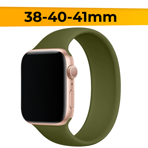 Силиконовый ремешок на Apple Watch 1-9, SE, 38-40-41 mm / Сменный монобраслет (S) для смарт часов Эпл Вотч 1, 2, 3, 4, 5, 6, 7, 8, 9, СЕ / Оливковый