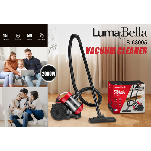 Пылесос тихий бытовой пылесос компактный передвижной пылесос для дома офиса2000Вт 15л шнур 5 м красный черный домашний контейнер 633300₽