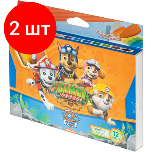 Комплект 2 наб, Мелки восковые пластиковые Deli Paw Patrol набор 12 цв европодвес, EC202-12