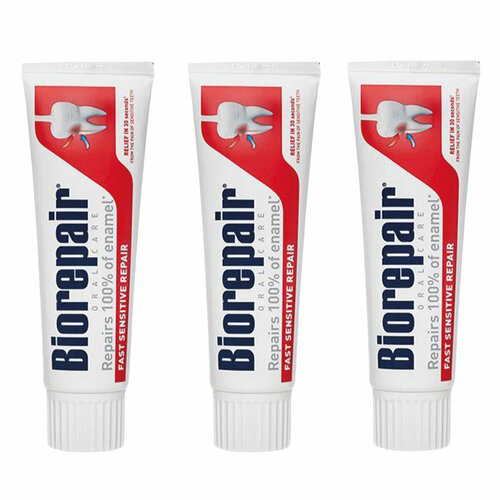 Зубная паста Biorepair Fast Sensitive Repair 75 мл (3 штуки)