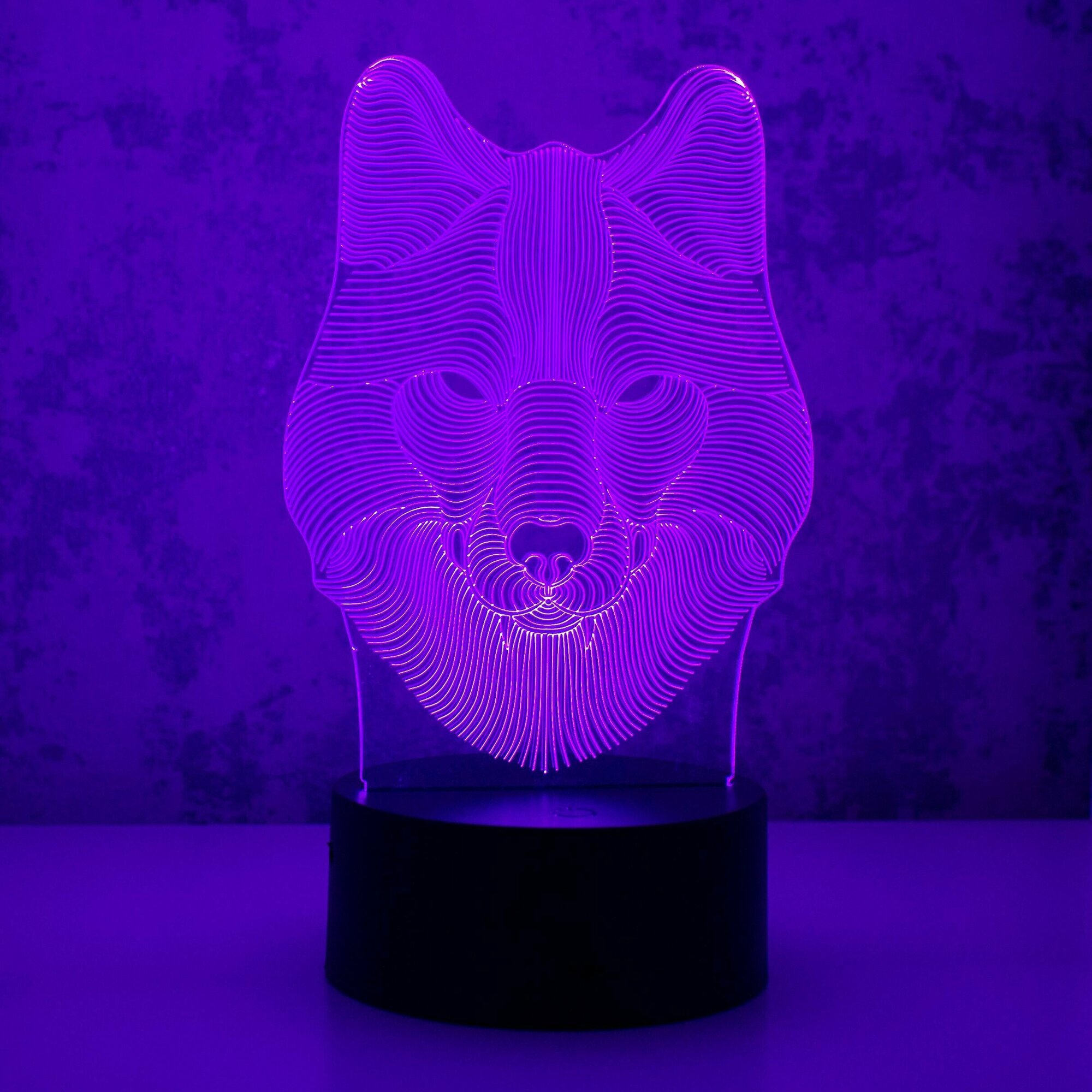 3D ночник детский светодиодный Волк старт, декоративный светильник, RGB 7 режимов работы