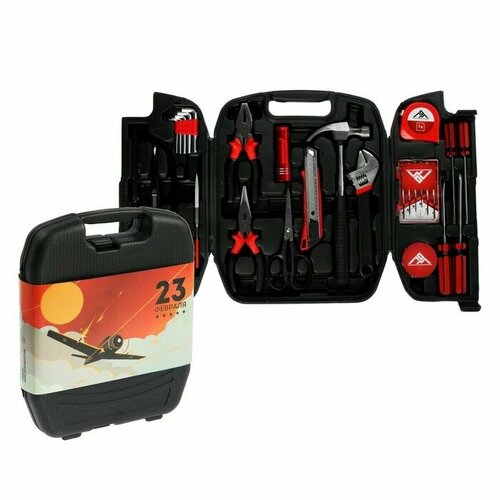 Набор инструментов в кейсе ЛОМ 23 февраля в подарочной упаковке 27 предметов 2654₽