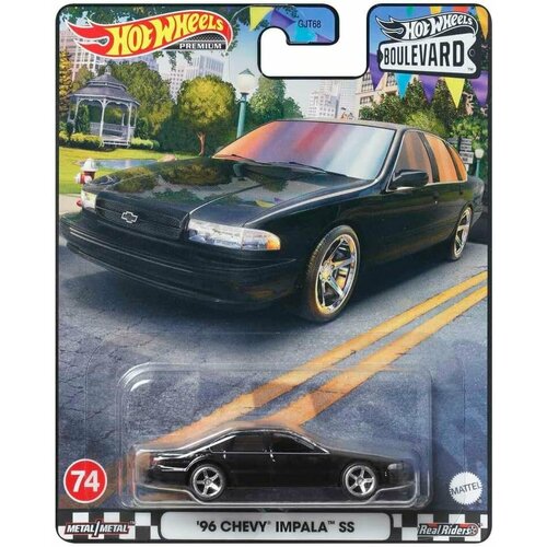 Коллекционная Premium машинка Hot Wheels '96 Chevy Impala SS Black (коллекция Boulevard 2023, №74) коллекционная premium машинка hot wheels 98 subaru impreza 22b sti version коллекция boulevard 2023 69