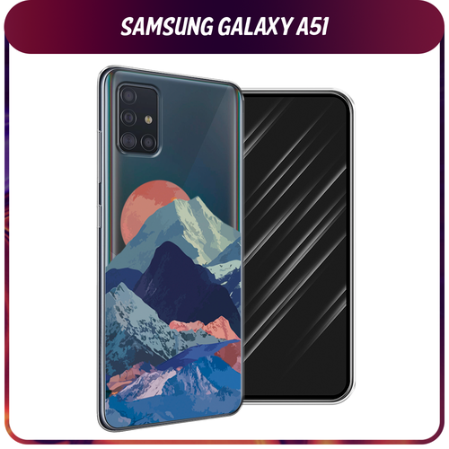 Силиконовый чехол на Samsung Galaxy A51 / Самсунг Галакси А51 Закат в снежных горах, прозрачный