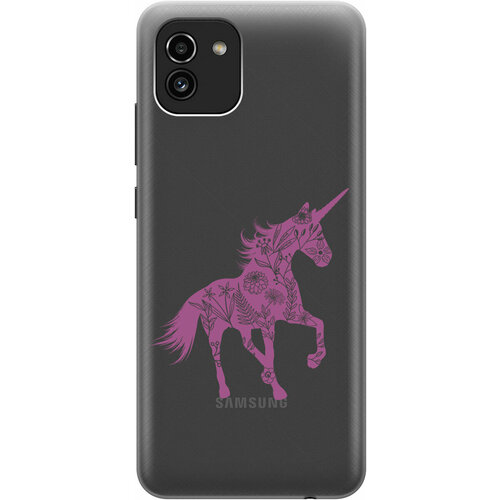 Силиконовый чехол на Samsung Galaxy A03, Самсунг А03 с 3D принтом Floral Unicorn прозрачный силиконовый чехол на samsung galaxy a03 самсунг а03 с 3d принтом floral unicorn прозрачный