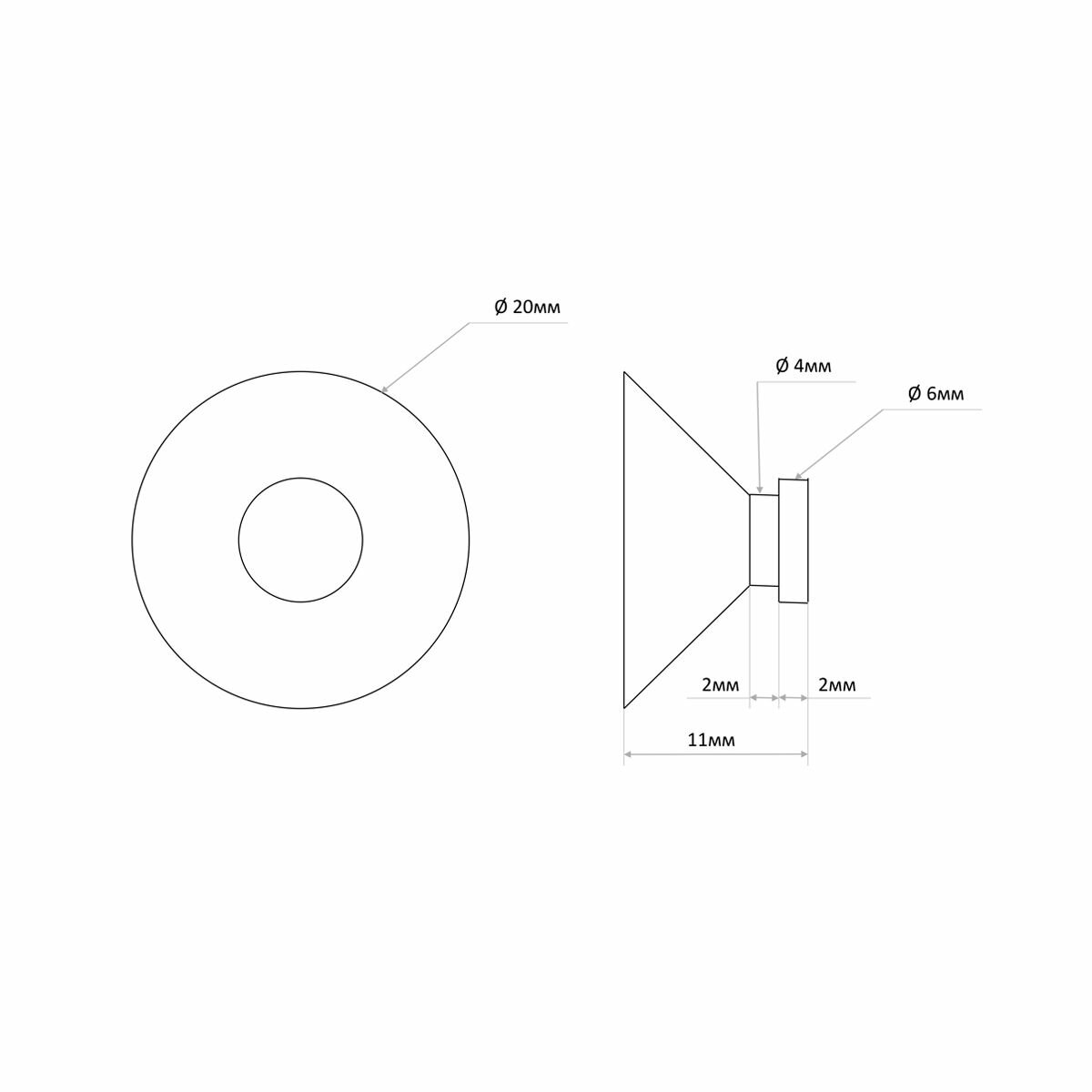 Фурнитура Для Мебели 4шт Присоска маленькая силиконовая для стеклянной полки, Диаметр 15мм, Высота 10мм, Артикул: D15