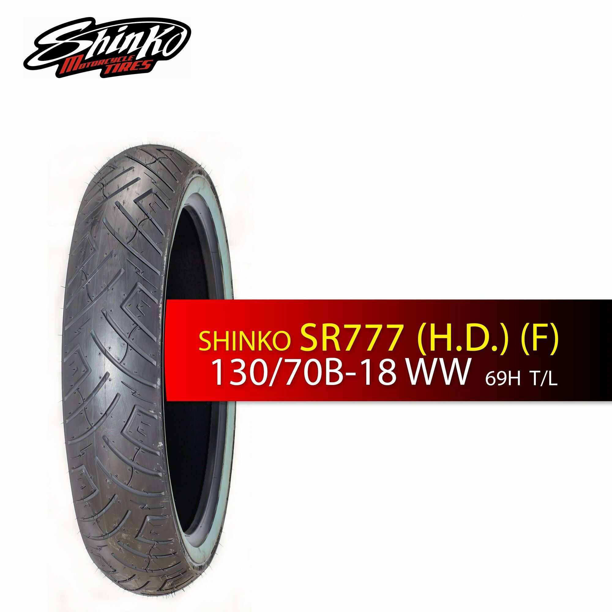 Мотошина / шина для мотоцикла Shinko SR777 100/90-19 61H TL WW (Белобокая)