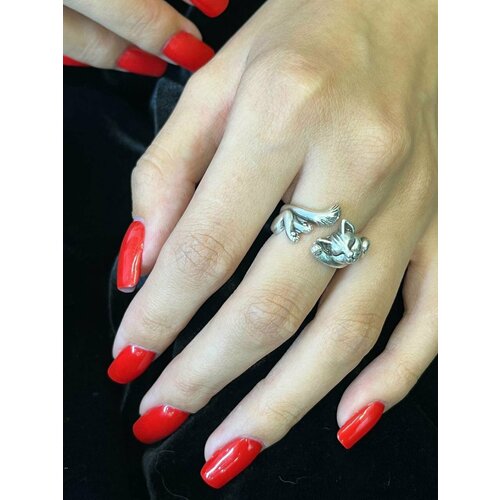 Кольцо, серебряный, серый