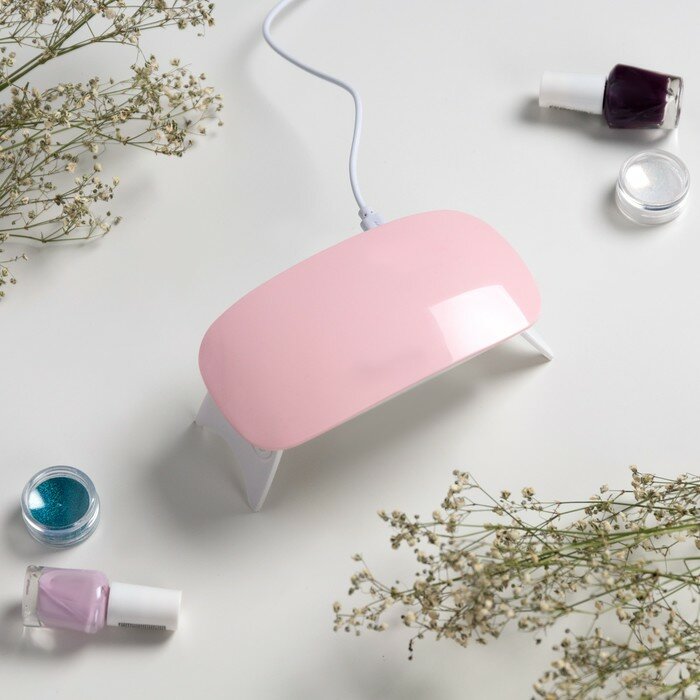 фото Luazon Home Лампа для гель лака Luazon LUF-22, LED, 6 Вт, 6 диодов, таймер 45/60 с, USB, розовая