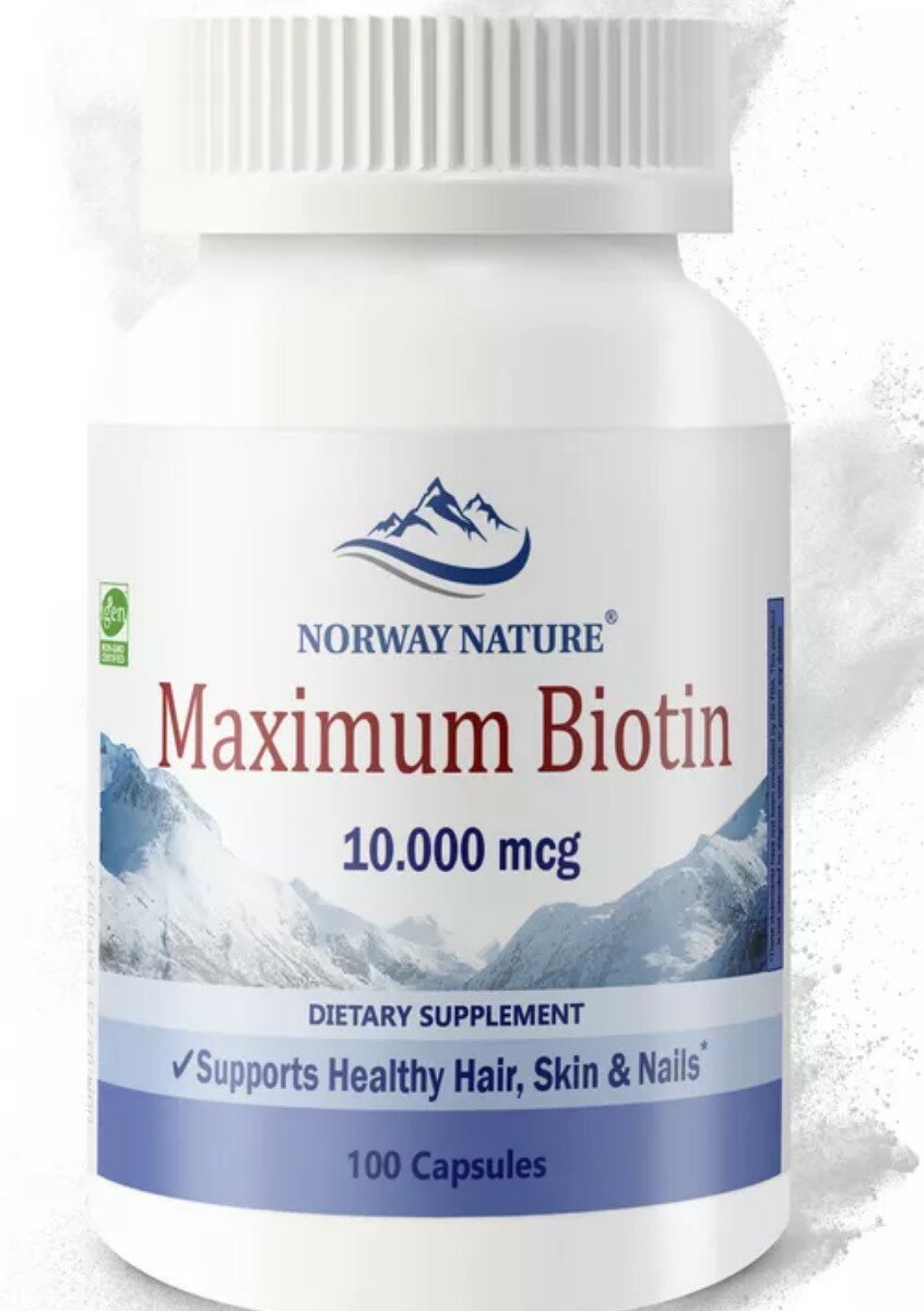 Отдельные витамины, Norway Nature, Maximum Biotin, 100 капсул,