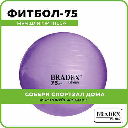 Фитбол Мяч для фитнеса диаметр 75см с насосом Bradex, фиолетовый мяч для фитнеса bradex sf 0718 с насосом