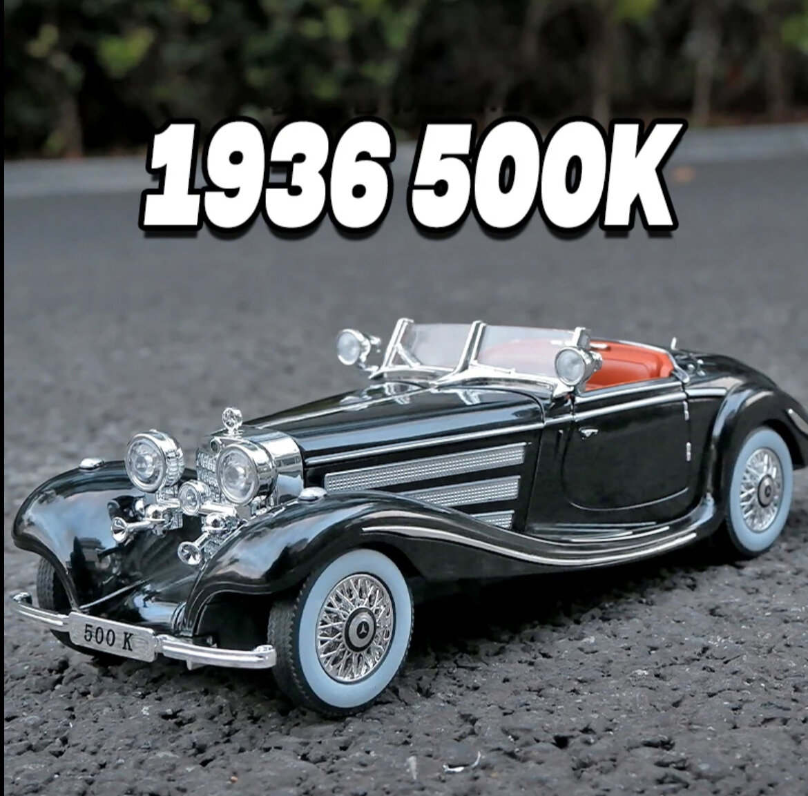 Коллекционная масштабная ретро модель Mercedes-Benz 500 K Spezial Roadster 1936 1:24 (металл, свет, звук)