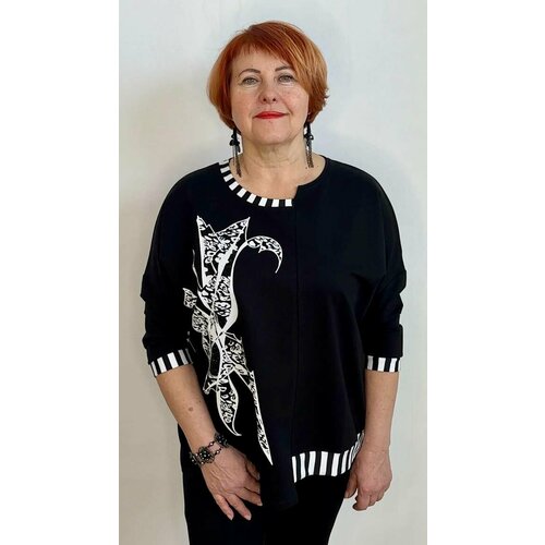 Джемпер, размер 52, белый, черный