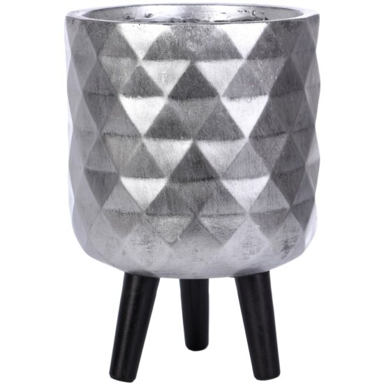Кашпо подвесное Idealist Lite IDEALIST Даймонд с подставкой  файберстоун  серебристое  D24H35 cm  DMND RND 24 SLV 