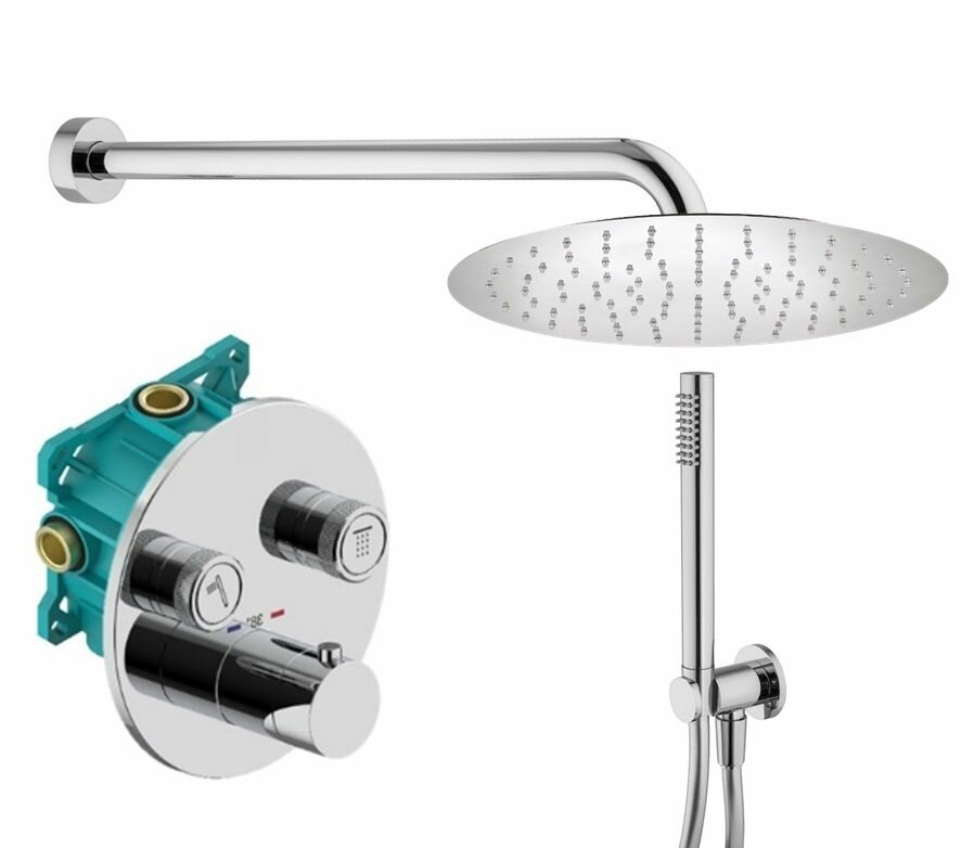 Комплект со смесителем, ручным и верхним душем Plumberia Selection - фото №1