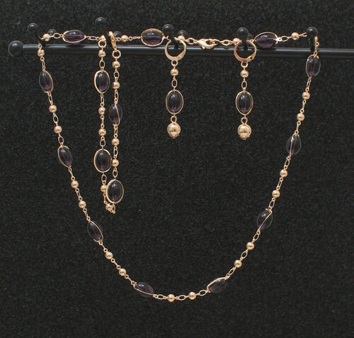 Комплект бижутерии Fashion jewelry: цепь, серьги, браслет, размер браслета 20 см, размер колье/цепочки 50 см, золотой