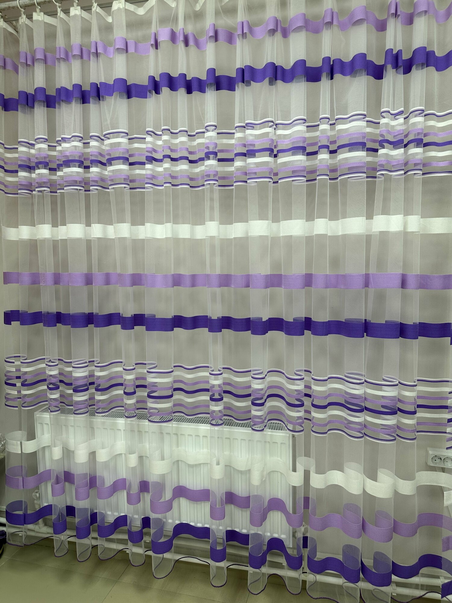Тюль Сетка Полоски 00039 Фиолетовые 500*270 — фото 1