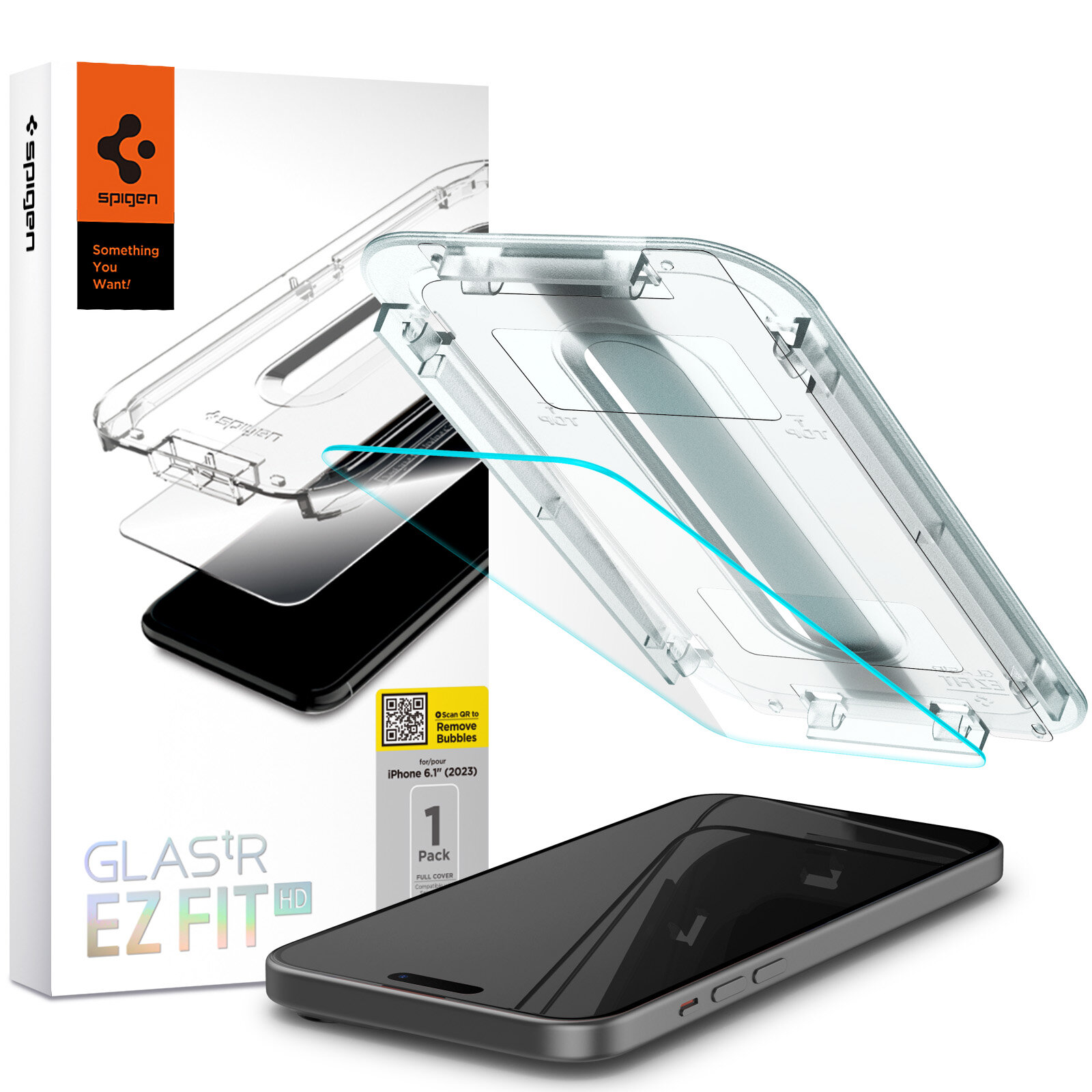 Защитное стекло SPIGEN для iPhone 15 - Glass tR EZ Fit HD Прозрачный 1 шт AGL06907