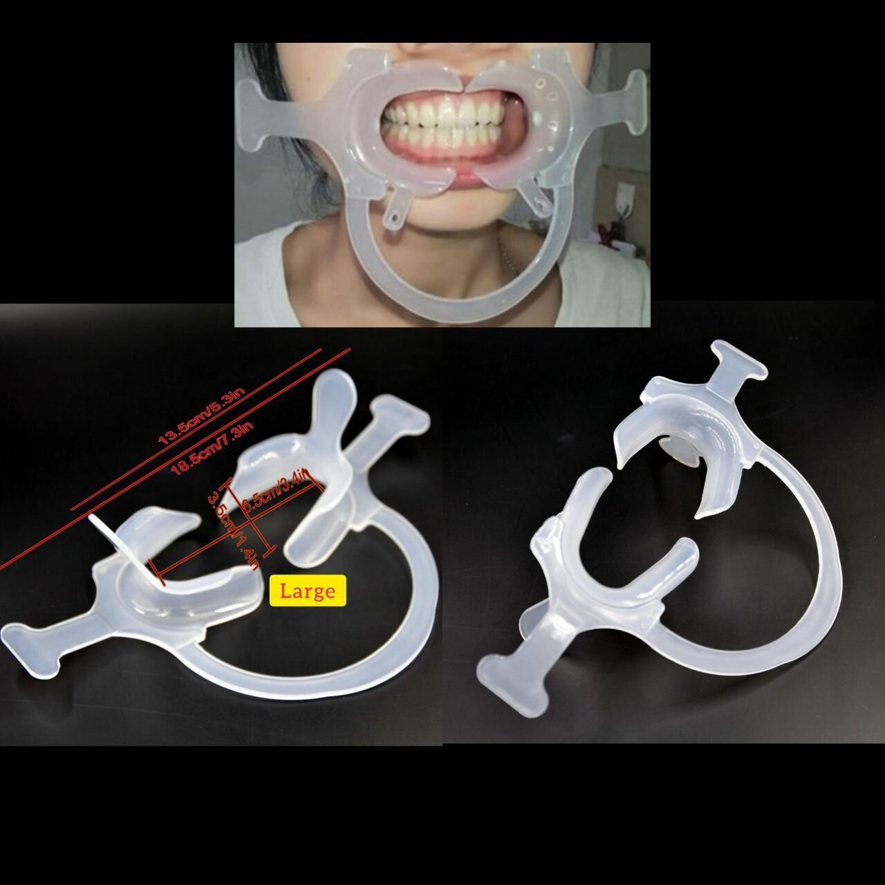 Ретрактор Белый ортодонтический губ и щек C - типа ( Ретрактор щечно-губной с держателями ), стоматологический от NeoHealth, Набор уп: 1 шт . Размер : Large/Большой