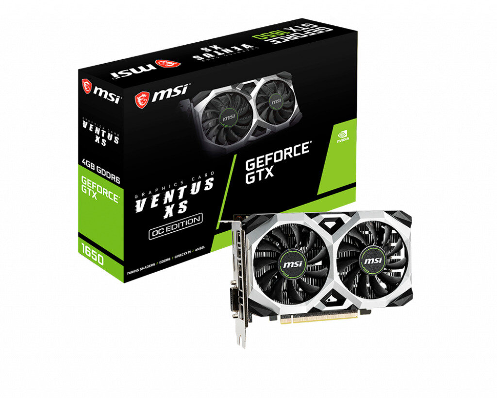 Видеокарта MSI GTX1650 VENTUS XS OC 4GB GDDR5 128bit DVI HDMI DP RTL