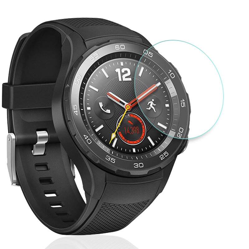Защитное, закалённое, противоударное стекло MyPads Glass для умных смарт-часов Huawei Watch 2 (Classic / Sport) из качественного материала, с олеоф.