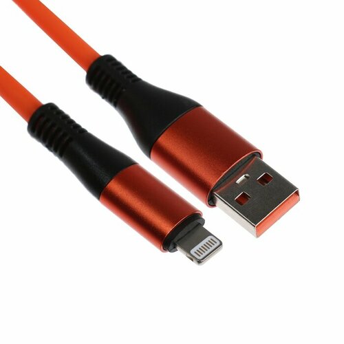 Кабель Lightning - USB, 5 A, оплётка TPE, утолщенный, 1 метр, оранжевый кабель type c usb 5 a оплётка tpe утолщенный 1 метр оранжевый