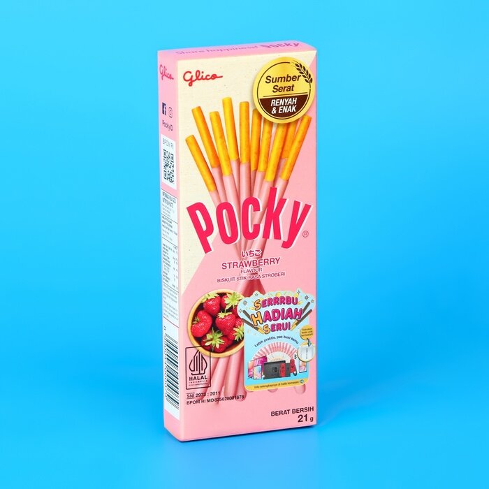 Бисквитные палочки POCKY со вкусом клубники, 21 г