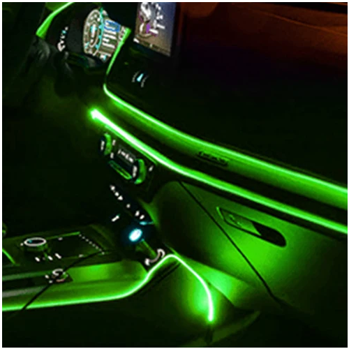 Неоновая лента для авто, 5 м в USB, зеленый, неоновая нить для подсветки салона автомобиля, светодиодная лента для автомобиля, лента в машину светодиодная