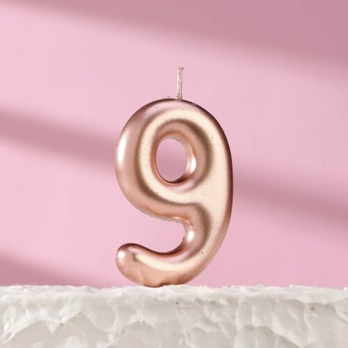 SUI Свеча в торт Европейская цифра 9 6 см розовое золото 269₽