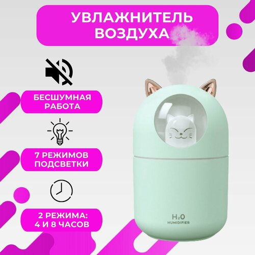 Увлажнитель воздуха мини Котик с подсветкой ультразвуковой увлажнитель для дома ночник светильник 73900₽