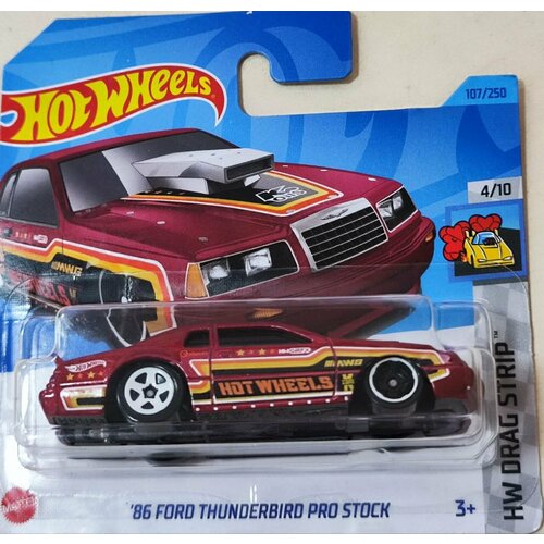 Hot Wheels Машинка базовой коллекции `86 FORD THUNDERBIRD PRO STOCK красная 5785/HKK03 hot wheels машинка базовой коллекции ford mustang mach e 1400 синяя 5785 hkk02