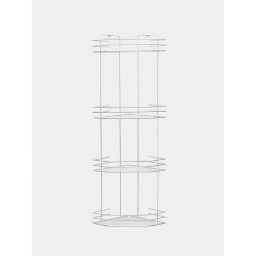 Полка угловая 4 яруса для ванной комнаты кухни дачи этажерка органайзер металлическая Цвет Белый 2299₽