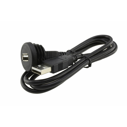 Переходник USB-A (male) - USB-A (female), кабель (гибкий), удлинитель, 1m, с возможностью монтажа на корпус, круглое гнездо.