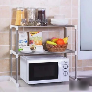Полка кухонная для микроволновой печи LettBrin, 57 см х 30 см х 48 см Rack, серебристый