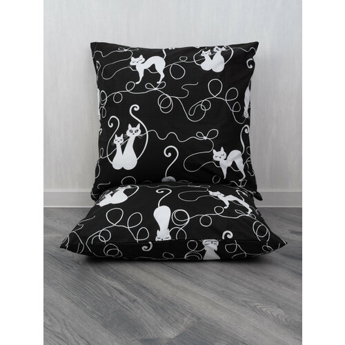 Наволочки с кошками 70х70 - 2 штуки на молнии, ткань поплин , хлопок 100%