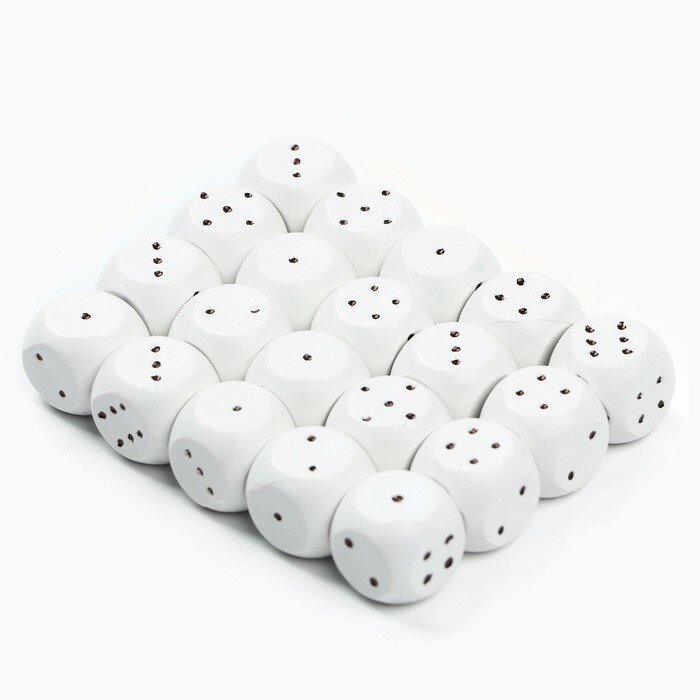 Гелий Кубик игральный, белый, 1.5 х 1.5 см, набор 20 шт