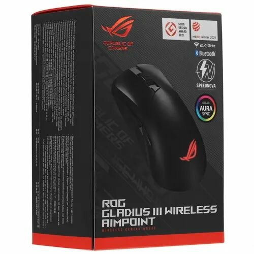 Мышь беспроводная ASUS ROG Gladius III Wireless AimPoint, 36000dpi, Bluetooth/ Wireless USB, RGB, 370mAh, Черный 90MP02Y0-BMUA00 - фото №11