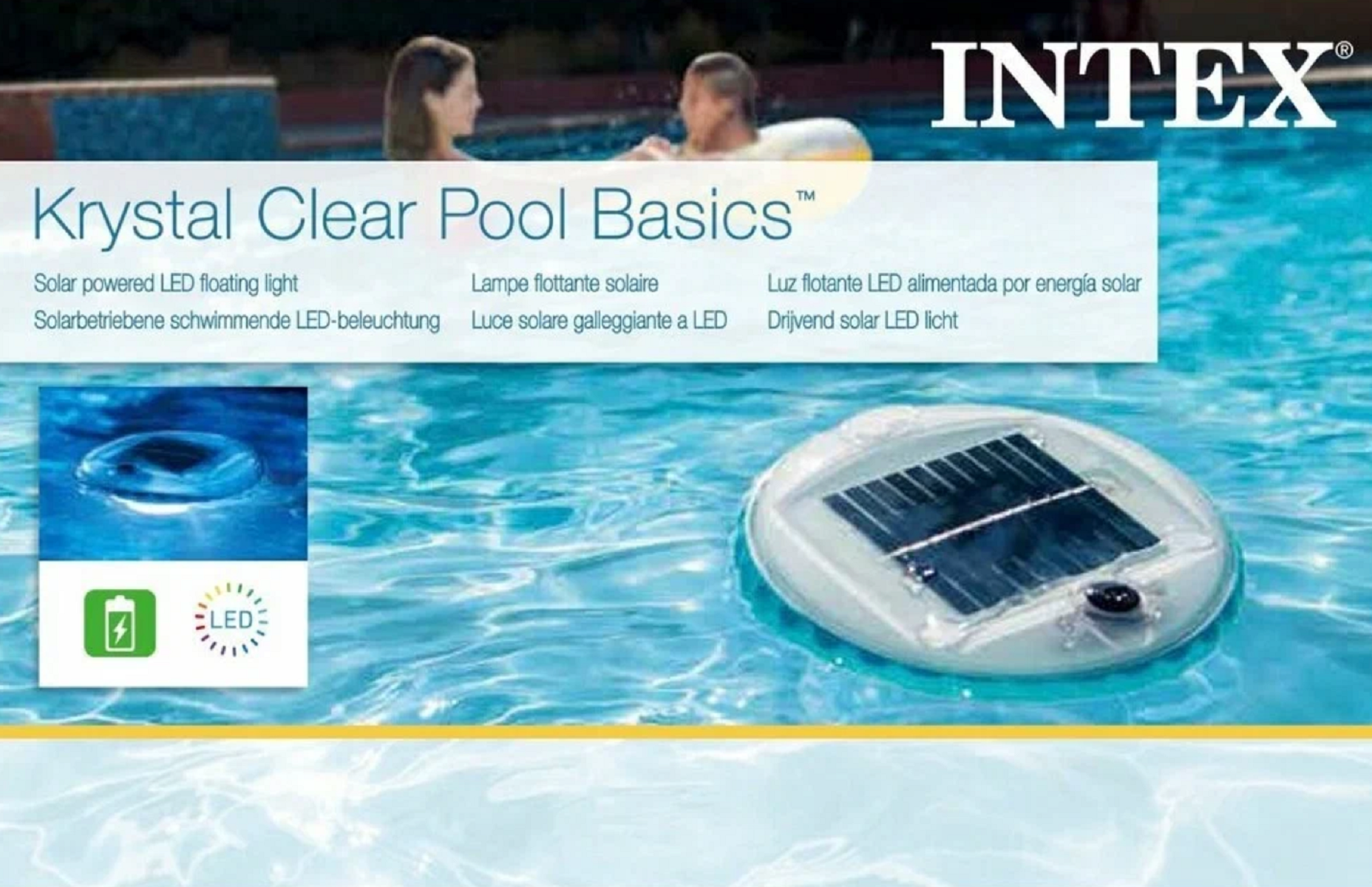 Подсветка для бассейна плавающая на солнечной батарее Solar Powered LED Floating Light Intex 28695