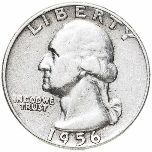 США 25 центов (квотер, 1/4 доллара, quarter dollar) 1956 Washington Quarter монета 1 2 доллара half dollar кеннеди р сша 2023 unc