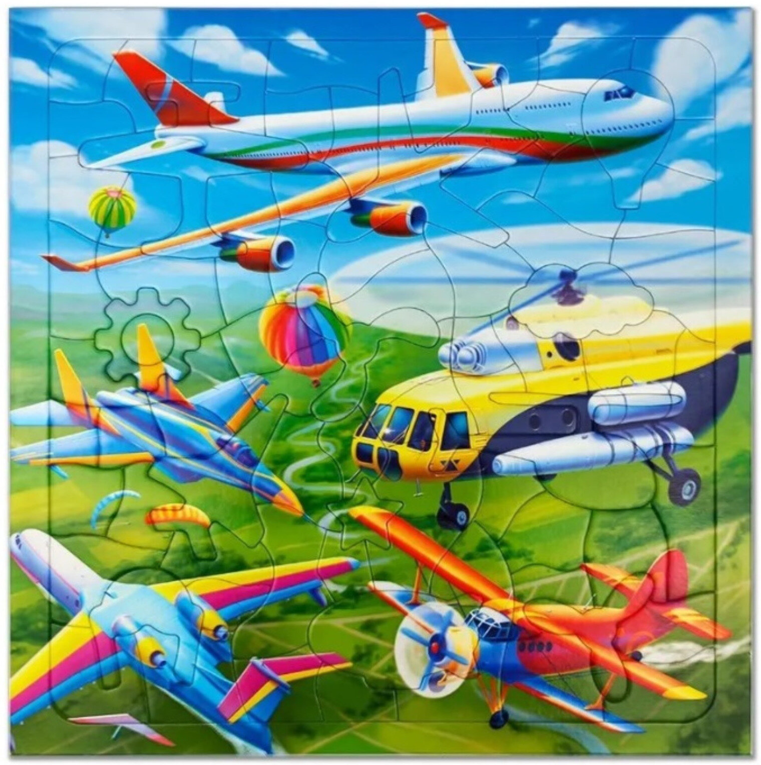 Фигурный детский пазл "Самолёты" на подложке и с дополненной реальностью, головоломка из 80 уникальных деталей