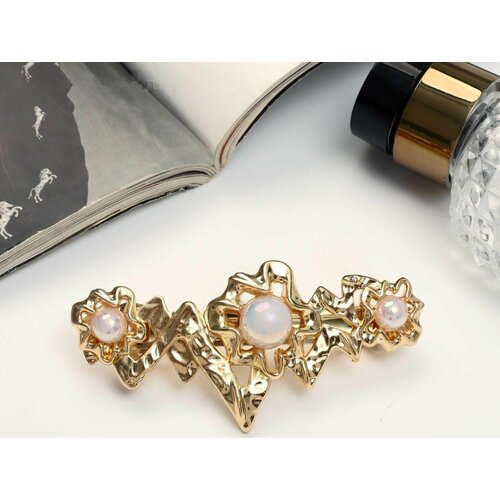 Заколка-автомат для волос Либерти бусины молния 8 см золото 318₽