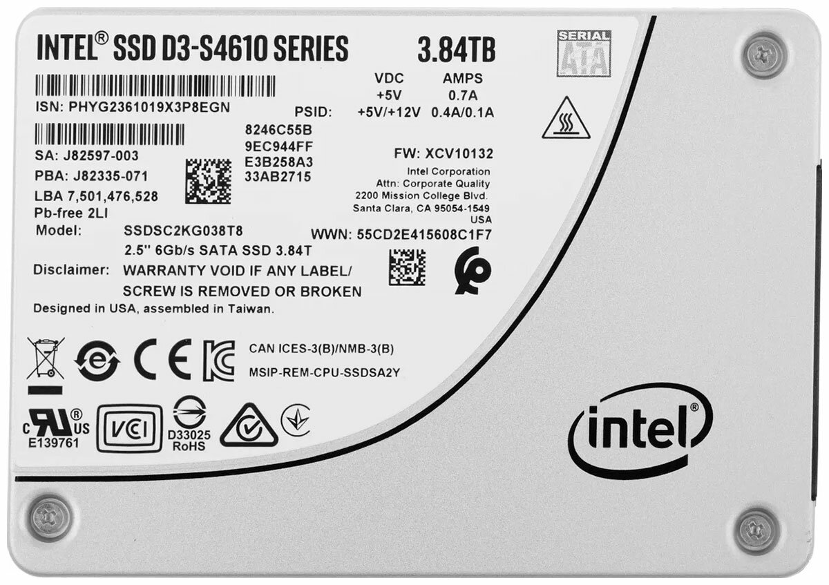 SSD накопитель INTEL DC D3-S4610 3.8Тб, 2.5", SATA III - фото №17