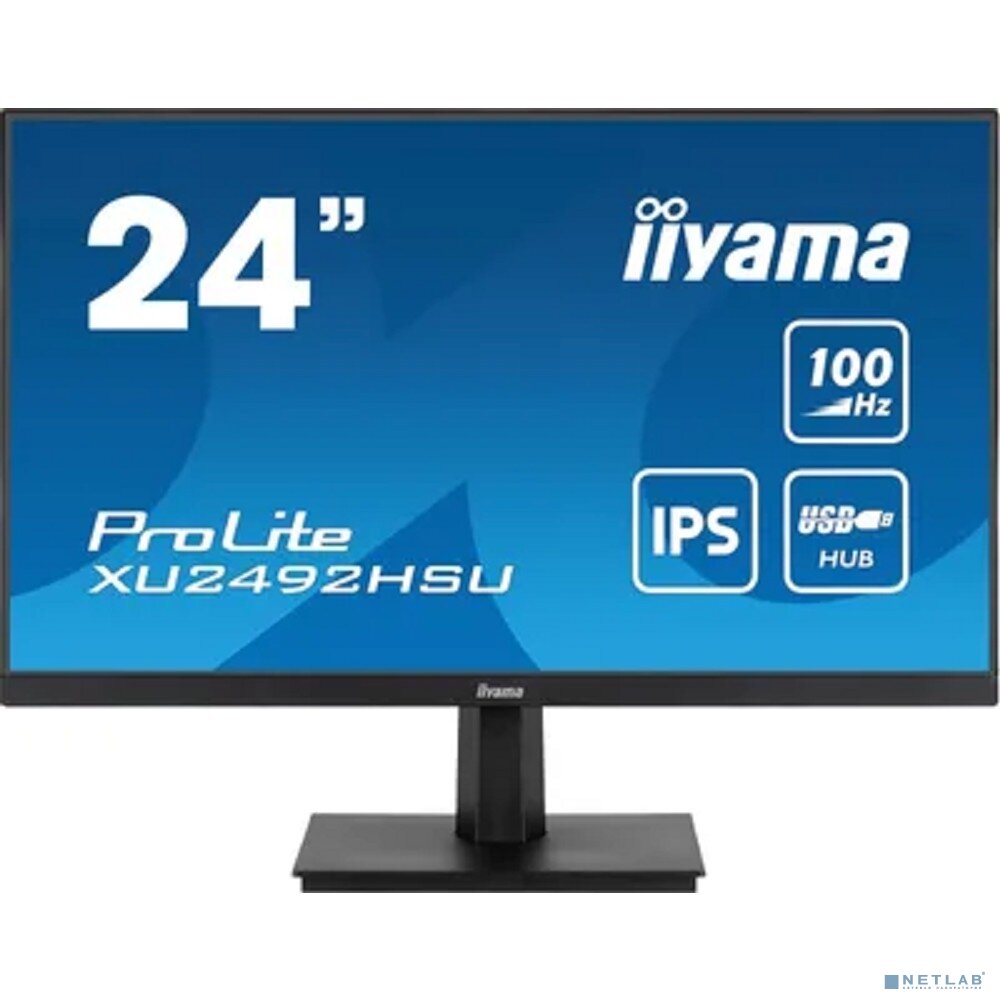 IIYAMA Монитор LCD IIYAMA 23.8" XU2492HSU-B6 IPS 1920x1080 100Hz 0.4ms HDMI DisplayPort USB Speakers чёрный