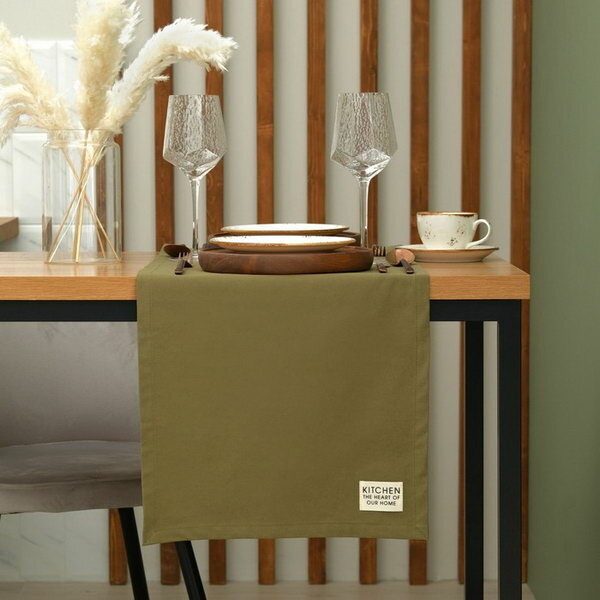 фото Дорожка на стол Kitchen 40х150 см, цвет зелёный, 100% хлопок, саржа 220 г/м2