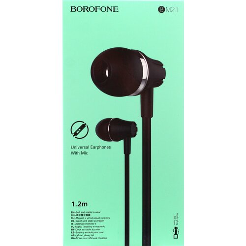 Наушники BOROFONE BM21 с микрофоном, Черные наушники с микрофоном borofone bm61 черные