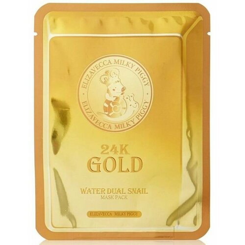 Elizavecca Маска для лица антивозрастная 24K Gold Water Dual Snail Mask Pack, с коллоидным золотом и муцином улитки, 25 г маска для лица petitfee маска для лица гидрогелевая с золотом и муцином улитки