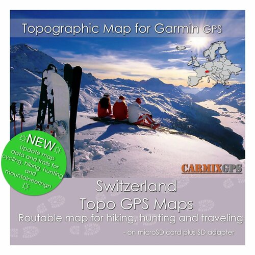 Топографическая карта Швейцария для устройств Garmin на карте памяти MicroSD. Carmix-GPS